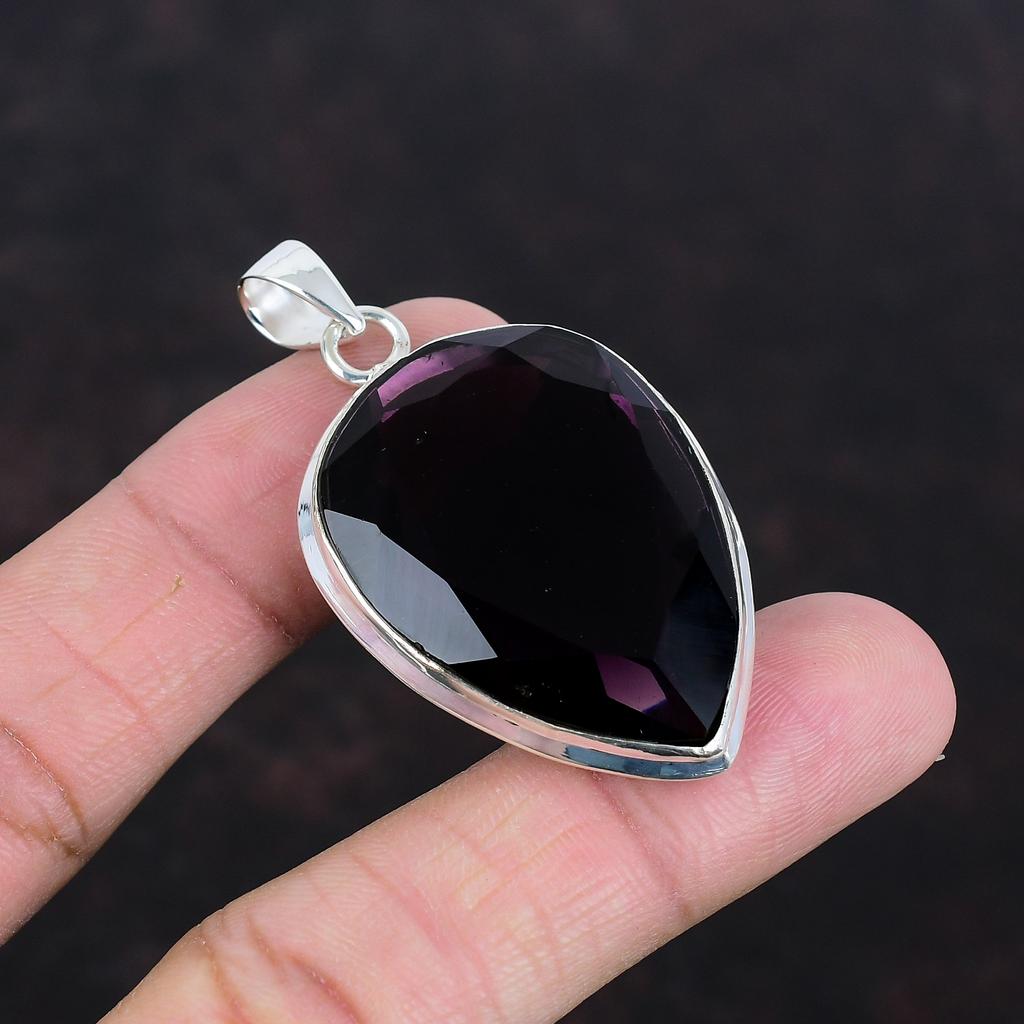 Faceted African Amethyst Pendant Handmade Pendant Real Gemstone Jewelry 925 Sterling Silver Pendant Unique Design Pendant Anniversary Gifts