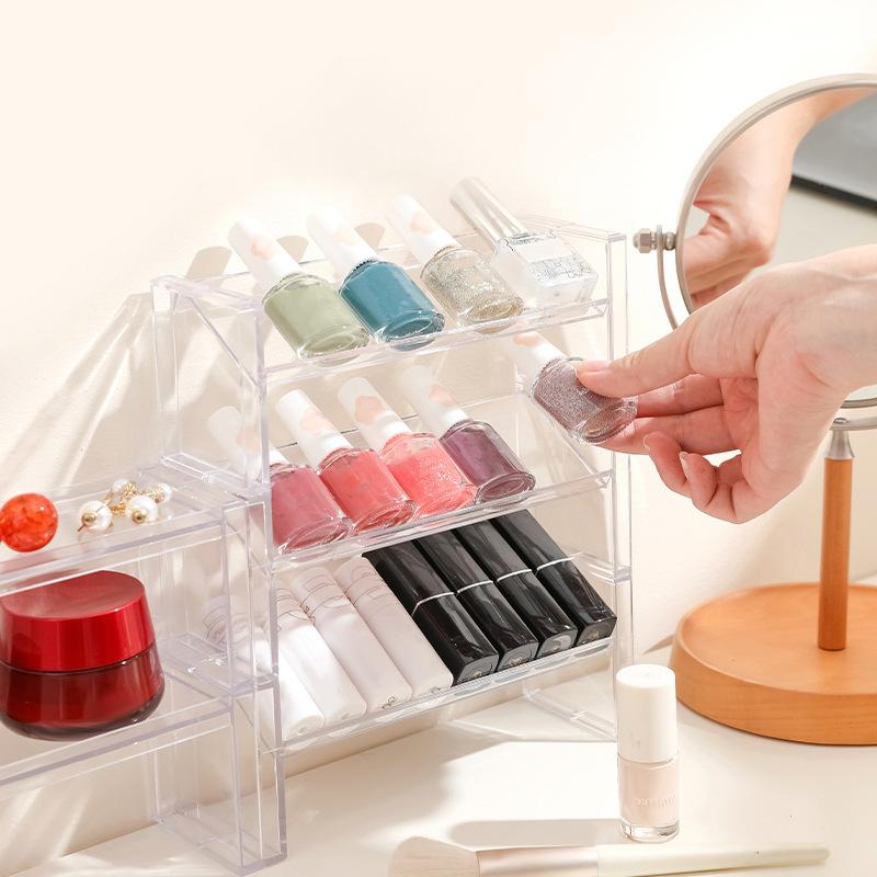 Multifunction Clear Nail Polish Rack Cosmetic Display Stand Holder Manicure Tool Storage Organizer