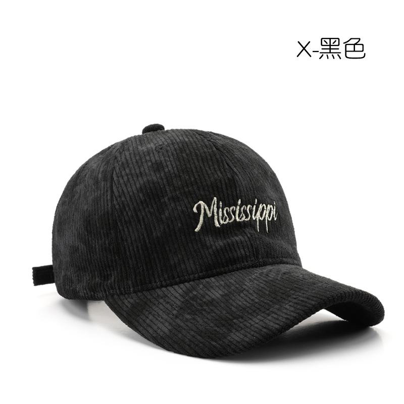 Personalized Female Retro Soft Top Corduroy Letter Embroidered Cap Outdoor Men's Sunscreen Baseball Cap