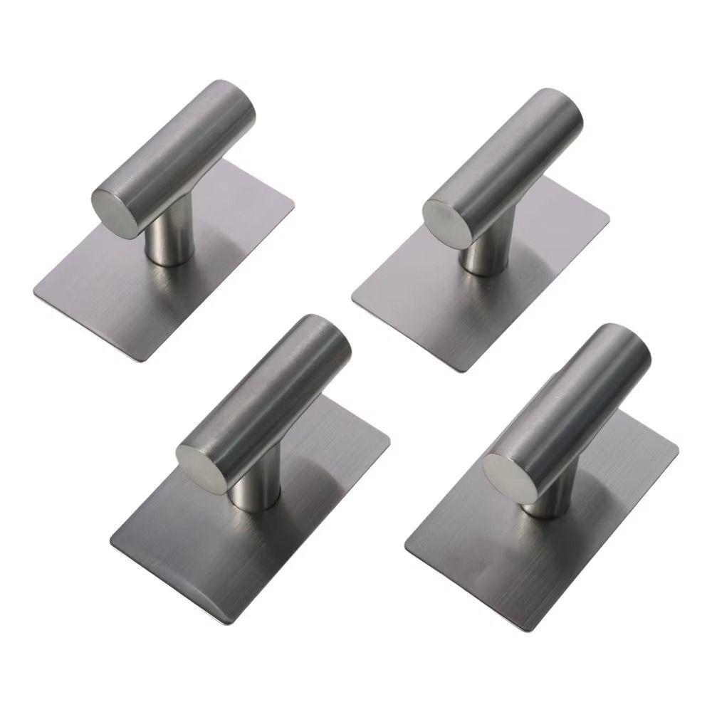 2Pcs Self Adhesive Robe Hanger Holder Stainless Steel Toilet Hanging Rack Bathroom Towel Hooks  Key