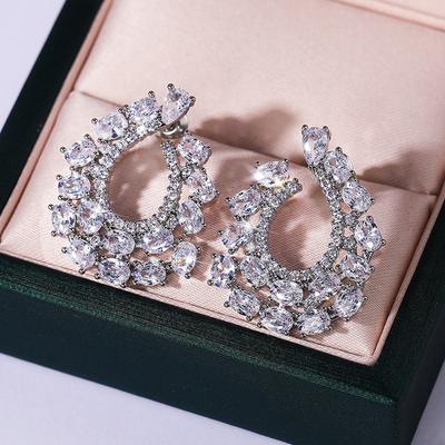 Übertriebene Girlanden Zirkon Ohrstecker, Retro Mode Damen Party Accessoires