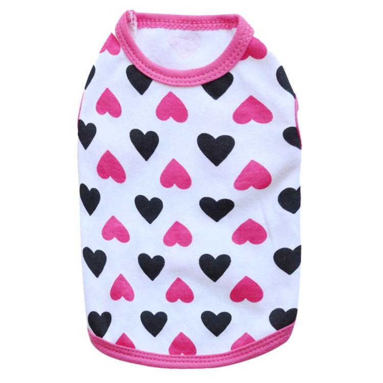 Heart Print Cotton Sweatshirt Vest for Small Dogs & Cats - Suitable for Puppies, Teddy, Bichon Breeds