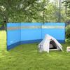 Camping Windbreaker with Clear Windows, Carry Bag and Steel Poles, for Beach Caravan Campervan, 440 x 140cm, Blue