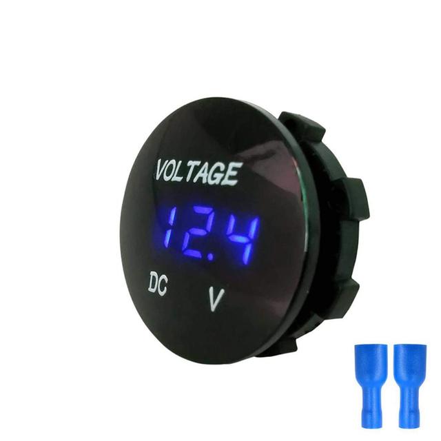 DC 5V-48V LED Mini Round Waterproof Motorboat Motorcycle Panel Digital Voltmeter Tester Monitor Display Voltmeter