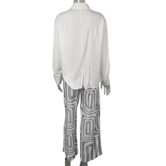 Zweiteilige Outfits für Damen Langarm-Hemden mit Knöpfen und Lange Hosen Elegantes Business-Set Lässiges Büro-Arbeits-Set