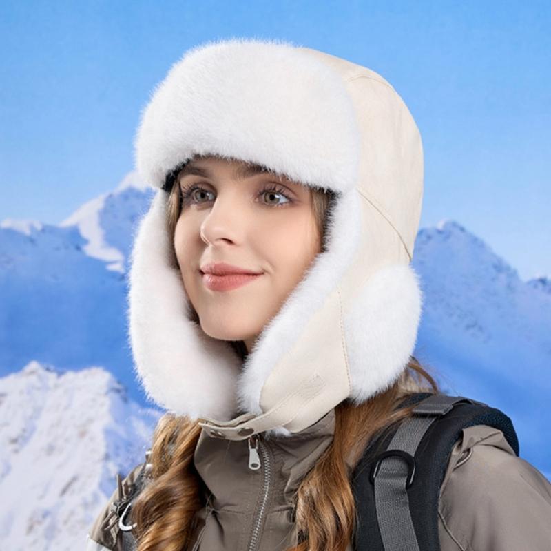 Women's Trapper Hat with Earflaps Winter Warm Thicken Fleece Lining Ear Flaps Hat Thermal Windproof Hunting Cycling Hat