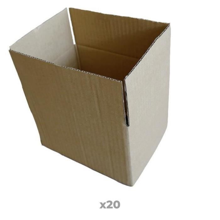 Carton d'emballage - Marron - 20 x 15 x 11 cm - Solide et résistant - Format postal