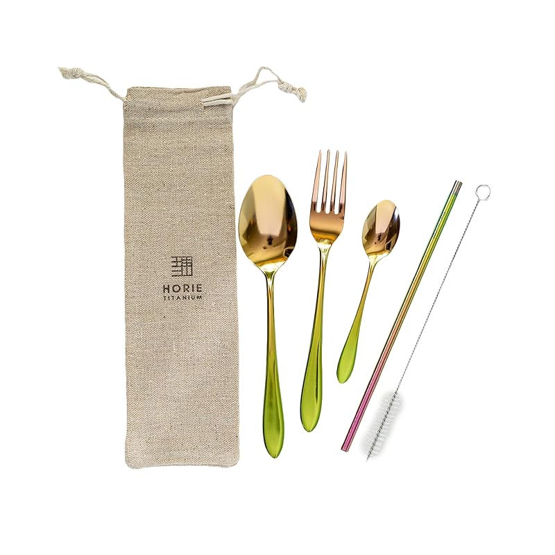

HORIE titanium cutlery set gift light No rust carry Each color (pink)