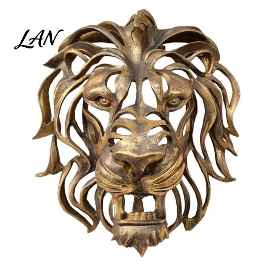 Industrial Style Wall Decoration Lion Sculpture, Resin Retro Bronze Decorative Art, 3D Animal Head Modern Artistic Accents Figurine, Hollow