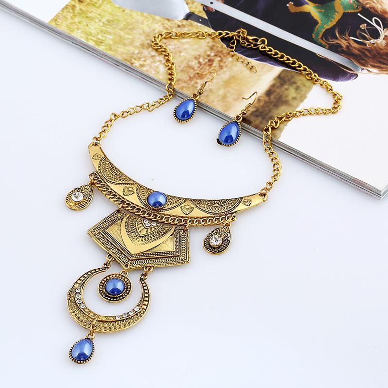 Water Alloy Fashionable Drop Necklace With Multilayer Chain And Jewelry Gemstone