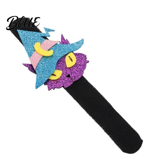 Cat Snap Bracelets Halloween Glitter Felt Slap Bracelet Cartoon Pumpkin Skull Spider Bands Band Party Favors for Kids Adults Colorful