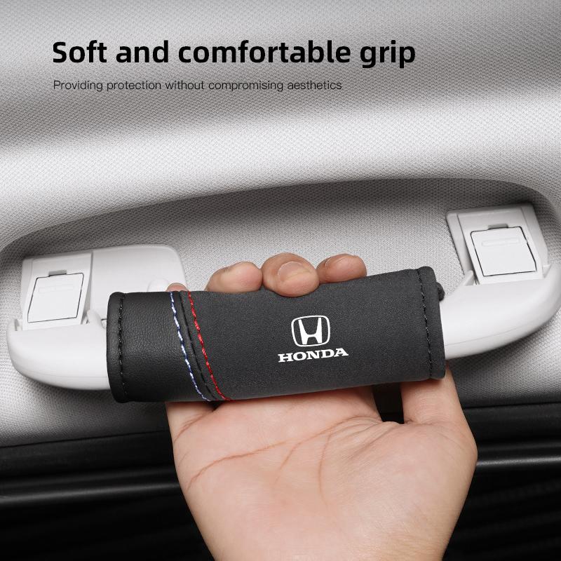 SLZPW1 2Pcs Suede Handgrip Protect Casing Car Interior Accessories For Honda Accord Jazz HRV Stepwgn Prelude Insight Odyssey Vezel CRZ