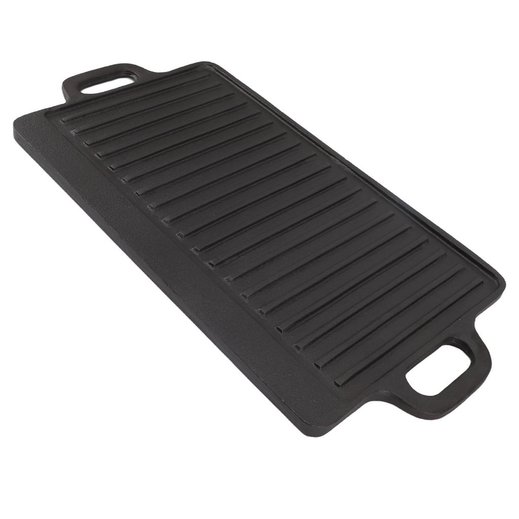 Plaque de cuisson double face en fer Chauffage rapide et uniforme Plaque de grill réversible pour camping en plein air Réchaud à gaz Cuisinière à induction