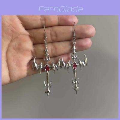Vampire Jewelry Geometric Cross Pendant Earrings For Women Gothic Style