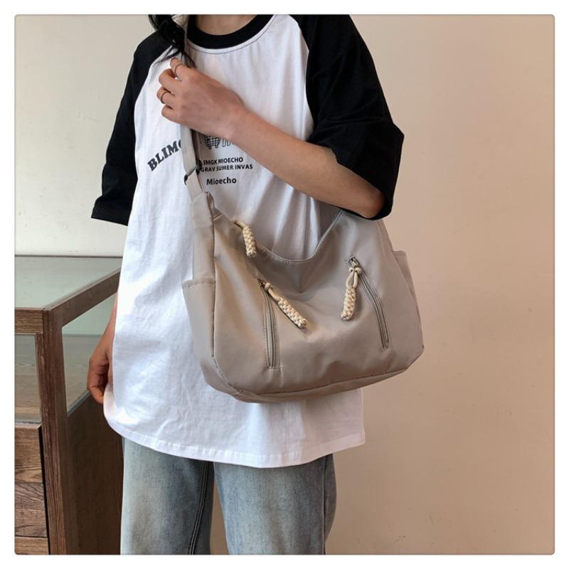 High Aesthetic Fashion Commuter Large Capacity Shoulder Bag Women Casual College Student Class Tote Bag Wide Strap Crossbody Bag