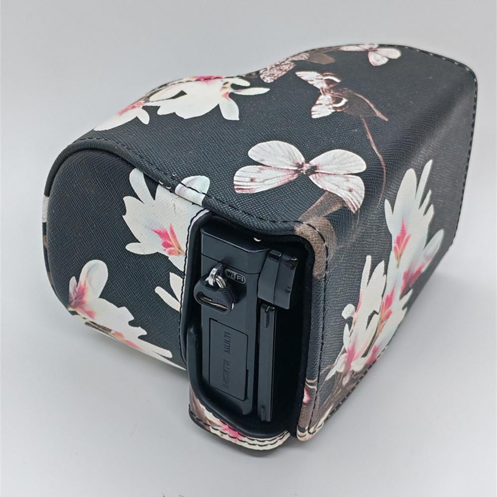Flower PU Leather Camera Case Bag for Sony A6300 A6400 A6000 A6100 16-50mm Lens Full Body Cover With Strap