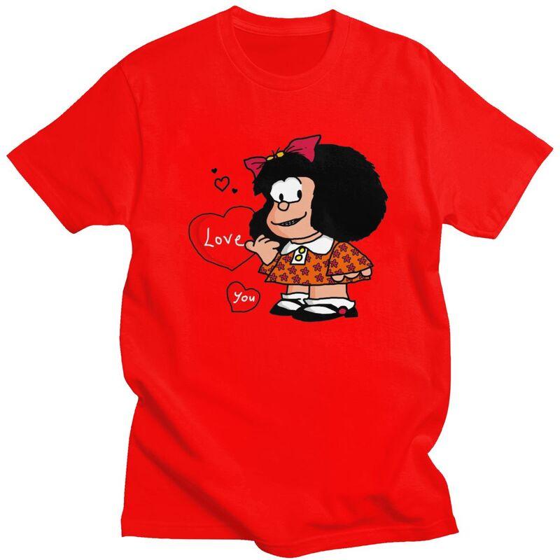 Custom Quino Comic Cartoon Mafalda T Shirt for Men Tshirt Tee Short Sleeves Tshirt Slim Fit S