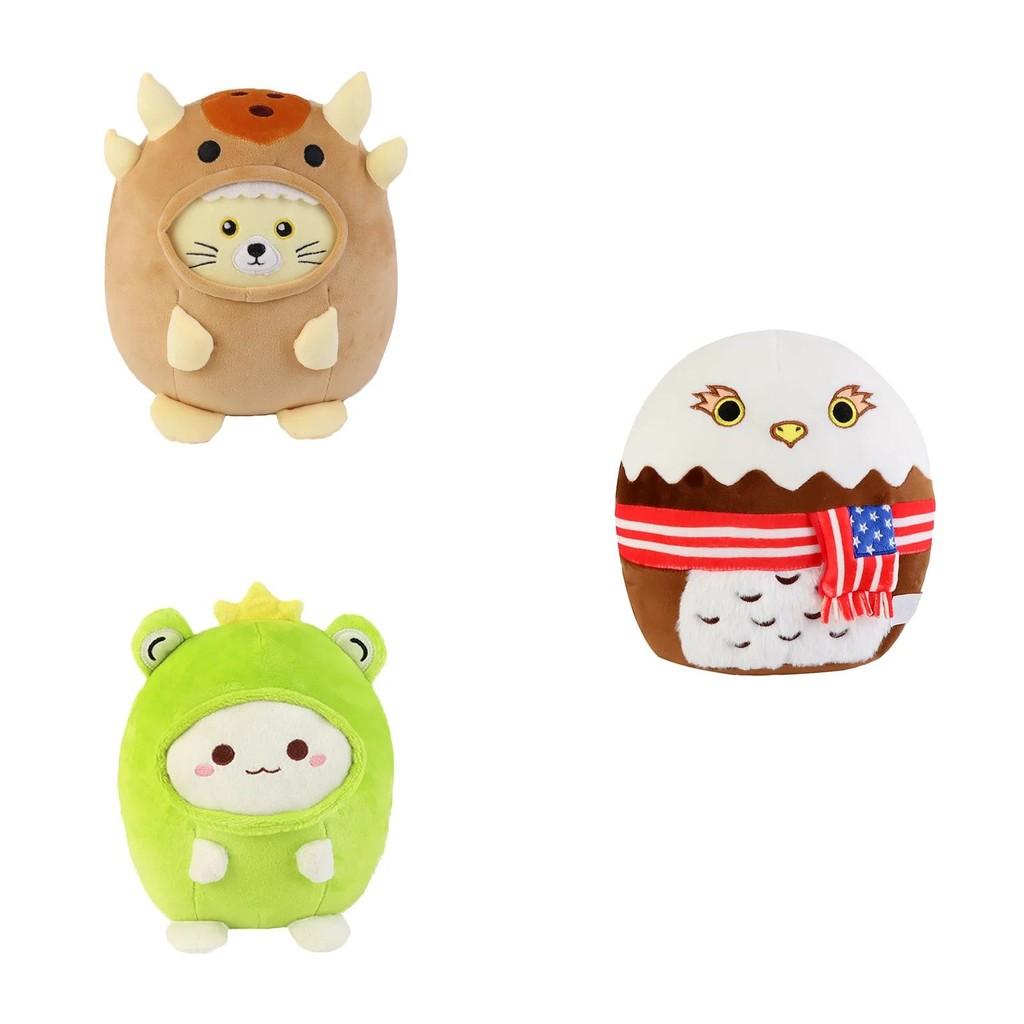 Entzückende Corgi Panda Robbe Frosch Plüschpuppe Verwandlungs-Katze und gepanzertes Dinosaurier-Design