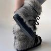 [Merkelig estetikk] Snøstøvler med tykksåle i burstskinn og pels for kvinner, nye sko i fløyel og tykk bomull for høst og vinter