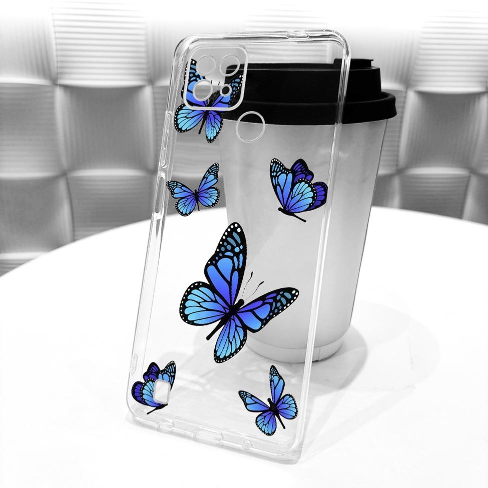 Clear Cover For Realme C21 Case RMX3201 Cute Cat Fashion Butterfly Funny Painted Phone Casing For Real me C21