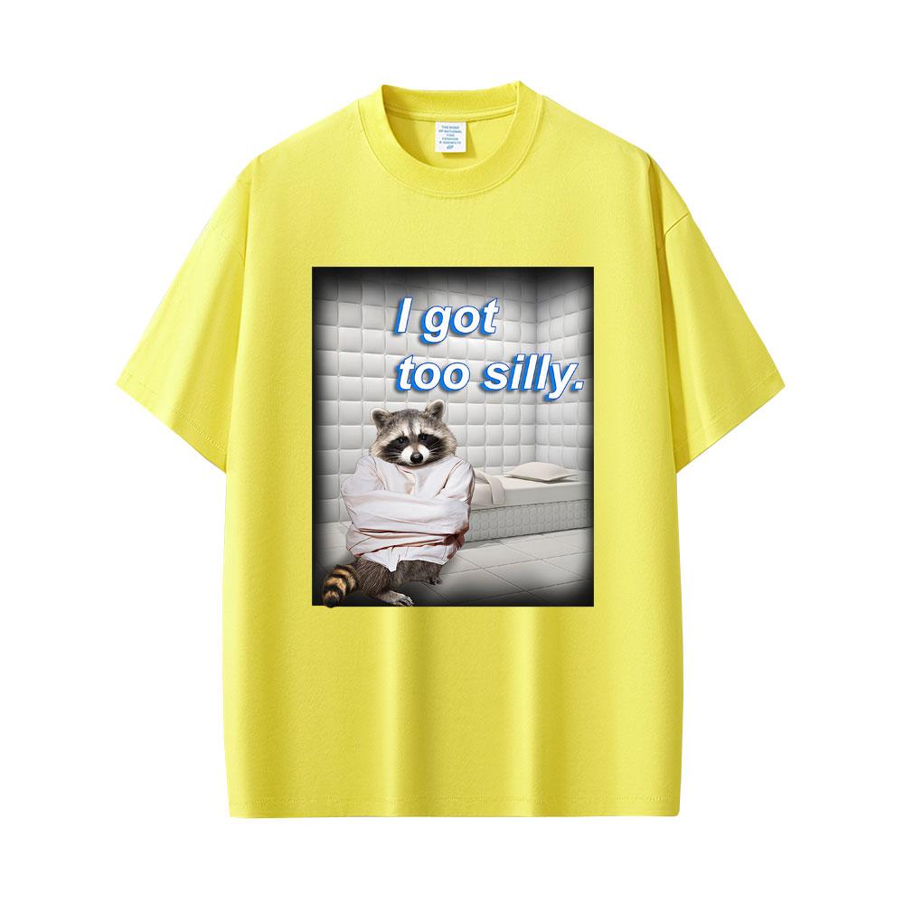 Ich bin zu albern Waschbär Lustiges Meme T-Shirt Unisex Damen Lässig Baumwolle Vintage Kurzarm Humor Übergroßes T-Shirt Unisex Streetwear