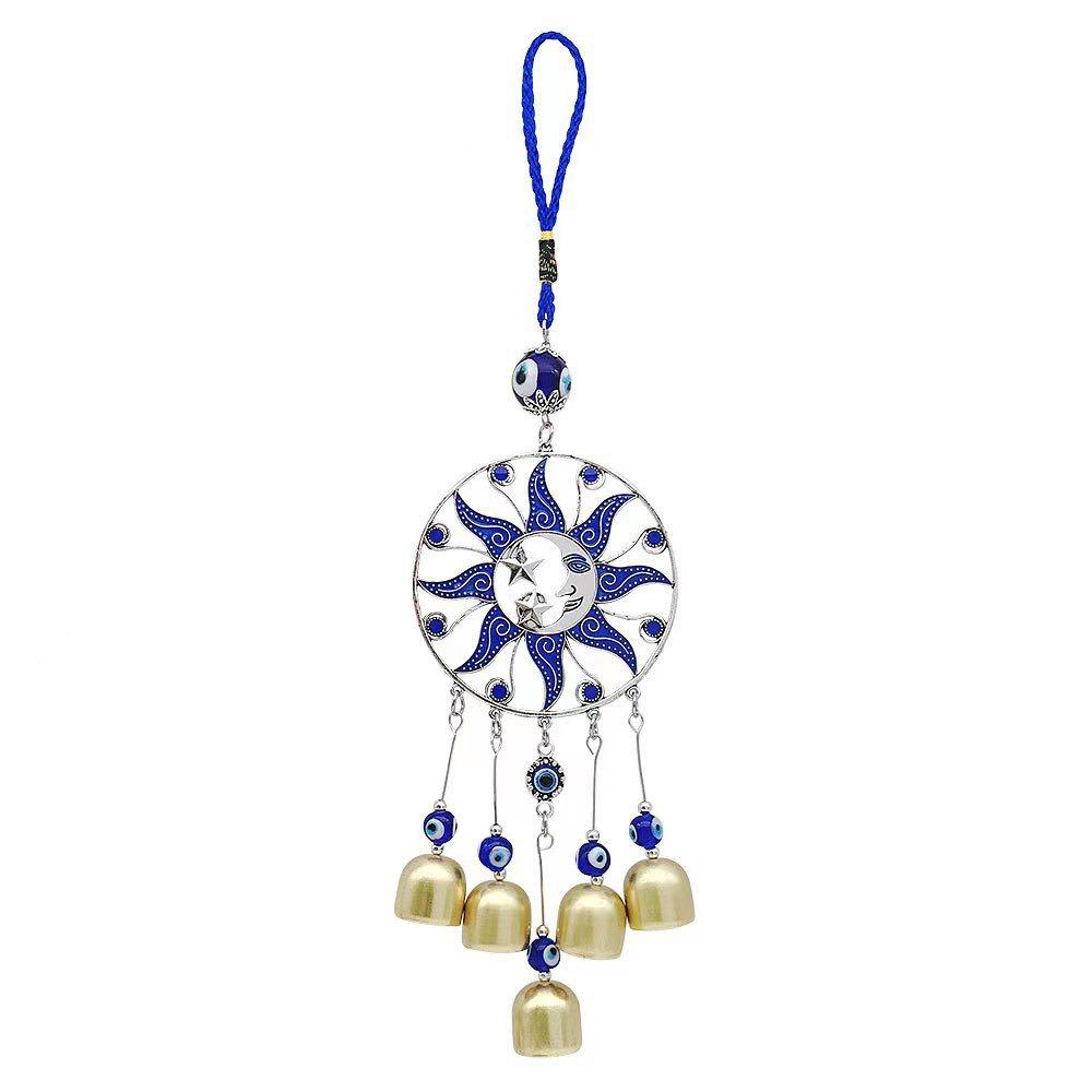 Retro Devil's Eye Blue Wind Chimes Lucky Charm Antique Style Garden Yard Decoration Blue Hanging Ornament Car Hanging Ornament