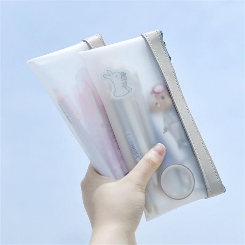 Pencil Case Pen Case Zipper Pouch Clear Stationery Bag Pencil Holder Pencil Bag for Ballpoint Pens Markers Erasers