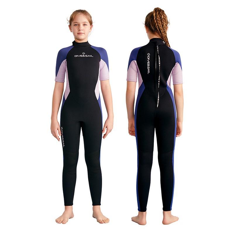 2.5mm Neoprene Kids Wetsuit Short Sleeve Full Body Dive Suit Snorkeling Surfing Winter Swimming