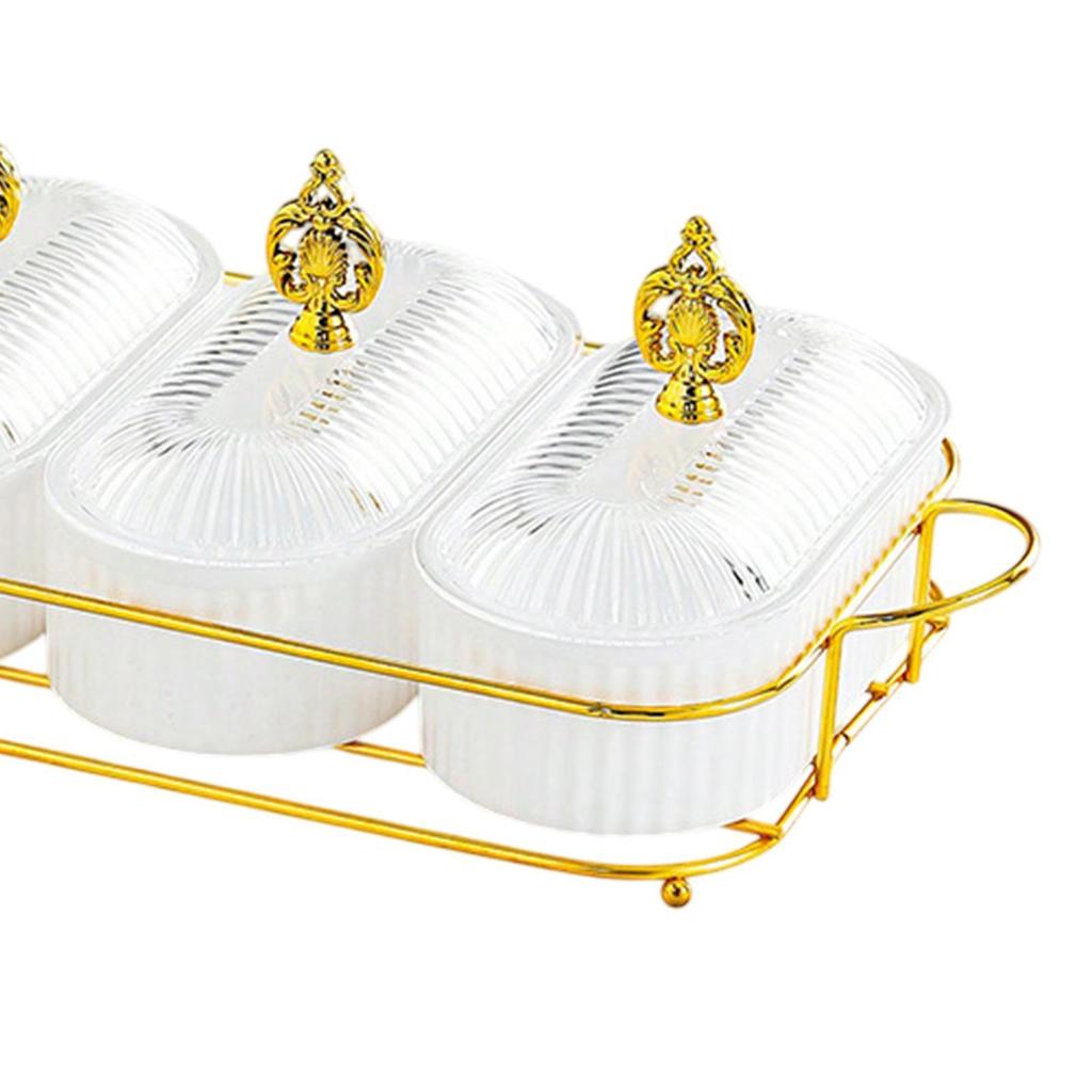 Dry Fruit Tray with Lid Snacks Dish Divided Serving Platter Appetizer Plate for Party Kitchen Dining Room Living Room Cookies