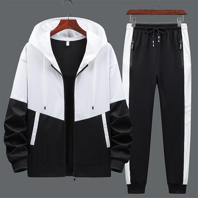 Abrigo de moda de dos piezas Traje deportivo de manga larga Pantalones de suéter con capucha casuales para hombres