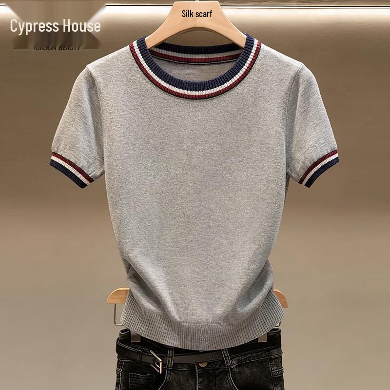 

Women s Color Block Round Neck Short Sleeve Knit Top One Size