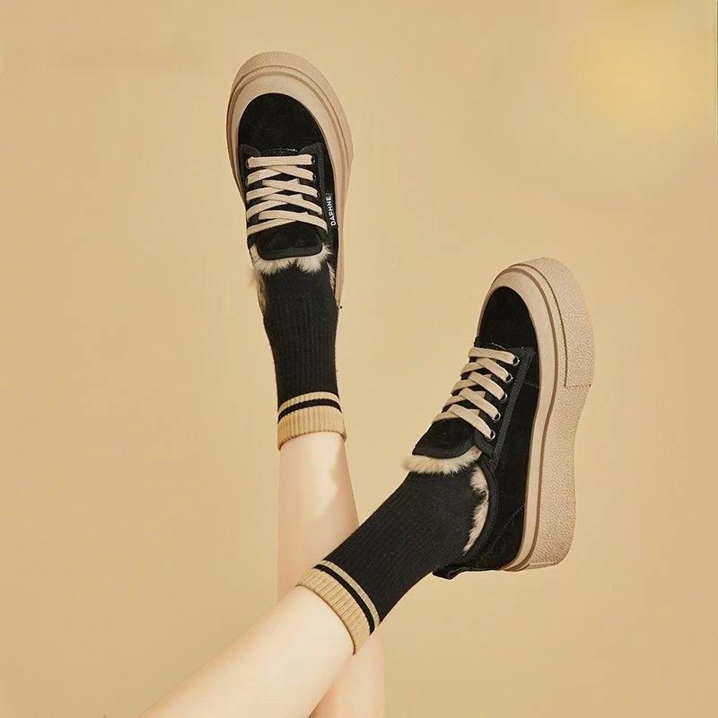Women's Snow Boots Lace-up With Laces Half High Mid Calf Round Toe Ladies Shoes Boot Large Size Warm Protective Fashion 2024 Pu