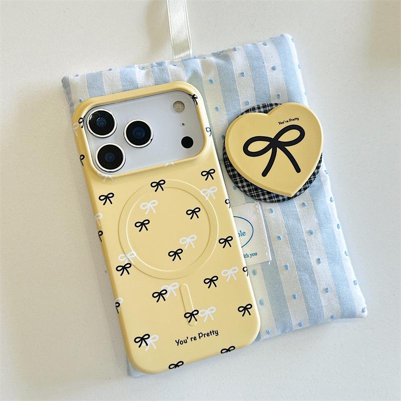 Korean Style Magnetic Bow Stand for iPhone 17/16 Pro Max/15 Pro Case - Premium Feel