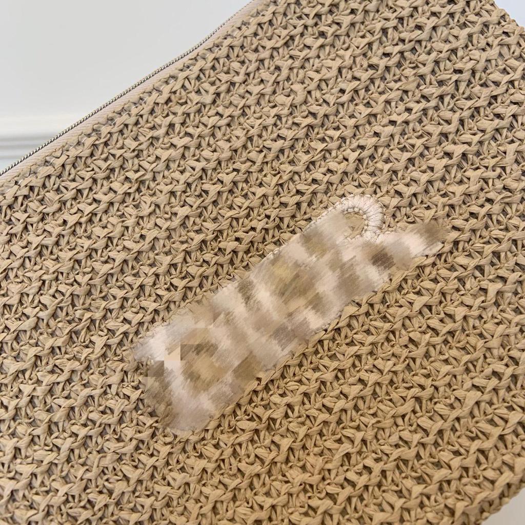 25th Anniversary Straw Woven Makeup Bag: Summer D Travel Clutch & Handbag