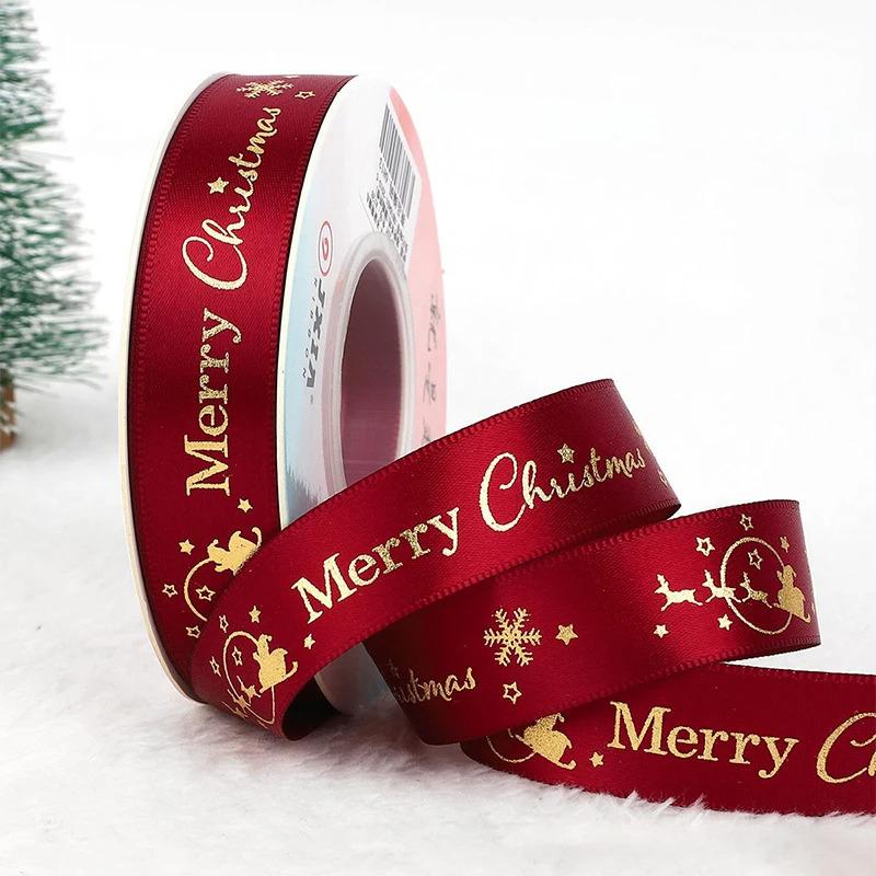 5M Christmas Decoration Christmas Ribbon Xmas Tree Ornament for Home Decor New Year Handmade DIY Gift Packing Box Accessories