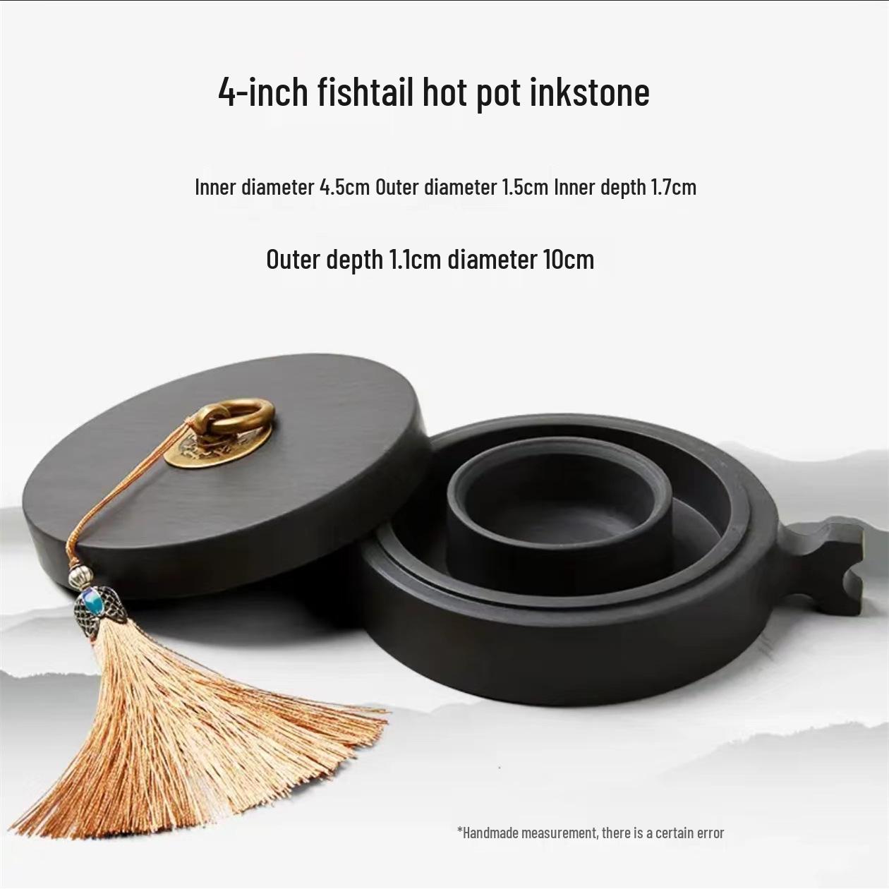 Fish-shaped Ribbed Stone Inkstone Hot Pot Moisturizer - Full Size, Hand-polished Raw Stone
