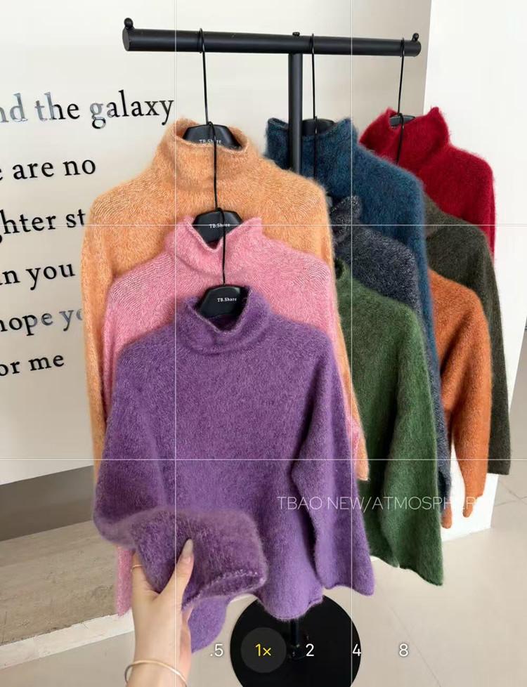 Women's 2025 Wool Turtleneck Sweater - Thick, Plush Fleece, High Neck Base Layer for Autumn & Winter