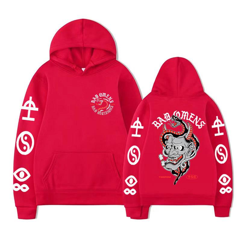 Bad Omens Tour Concert Hoodie Rock Band Hip Hop Punk Hoodie Vintage Unisex Men Vintage Graphic Tops Oversize Clothing