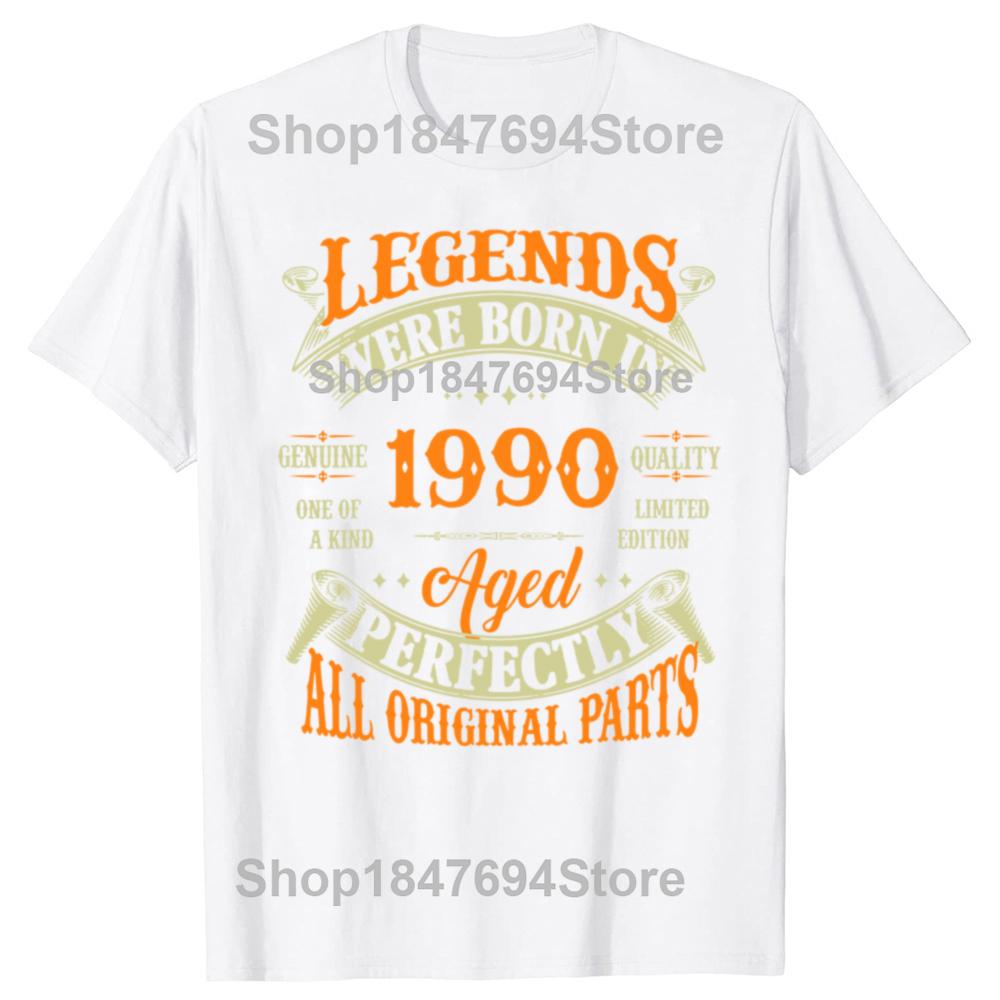 34th Birthday Tee Vintage Legends Born In 1990 34 Years Old T Shirts Graphic Cotton Streetwear Short Sleeve Gifts Summer T-shirt