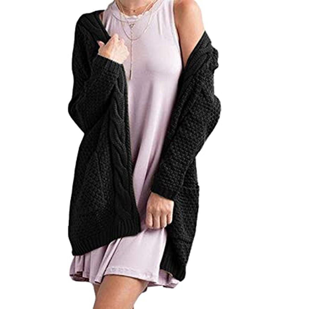 Fashion Women Long Sleeve Knit Winter Cardigan Sweater Solid Color Coat