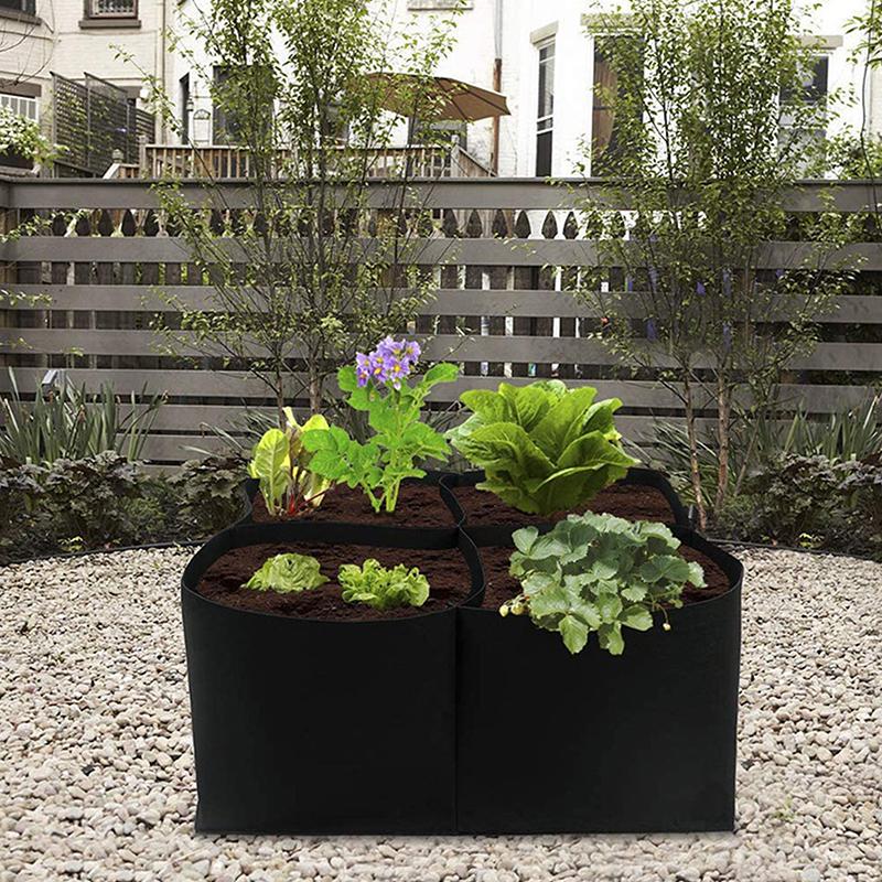 1/2/4/6/8 Holes Black Grow Bag Fabric Raised Garden Bed, Flowers And Vegetables Garden Grow Bags Rectangle Planting Nursery