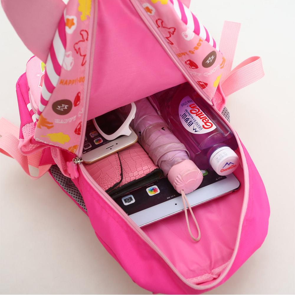 3D Cartoon Rabbit Backpack for Girls Kindergarten Pink Schoolbag