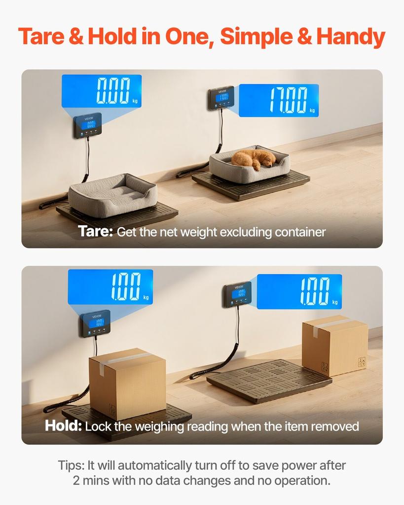 Digital Postal Scale, 20 g/100 g Dual Accuracy, 300 kg Commercial Weight Scale with Hold/Tare Function & LCD Display, Fit for Packages, Postage,