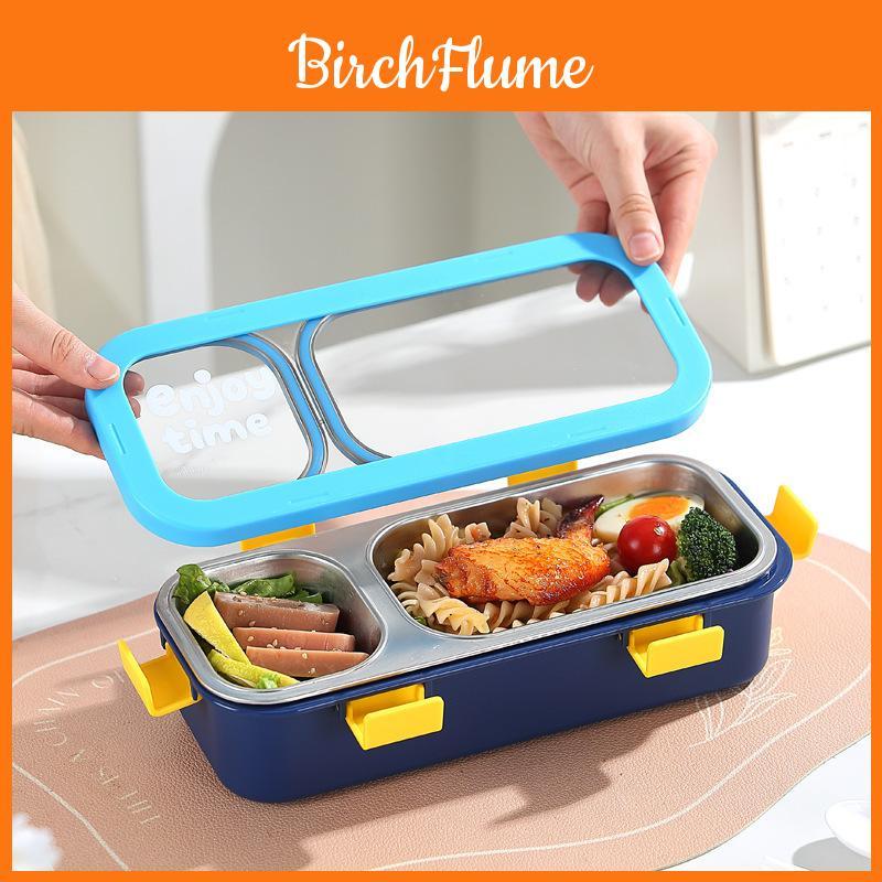 Stainless Steel Bento Box With Divided Compartments For Office And School Use