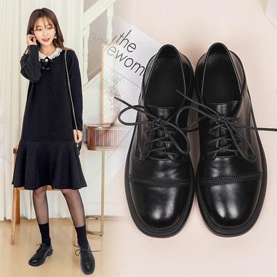Plateau Oxfords Schuhe für Damen Lässige Schnür-Flats Damen Dicke Sohle PU-Lederschuhe Klassische Runde Zehenkappe Brogue Schuhe
