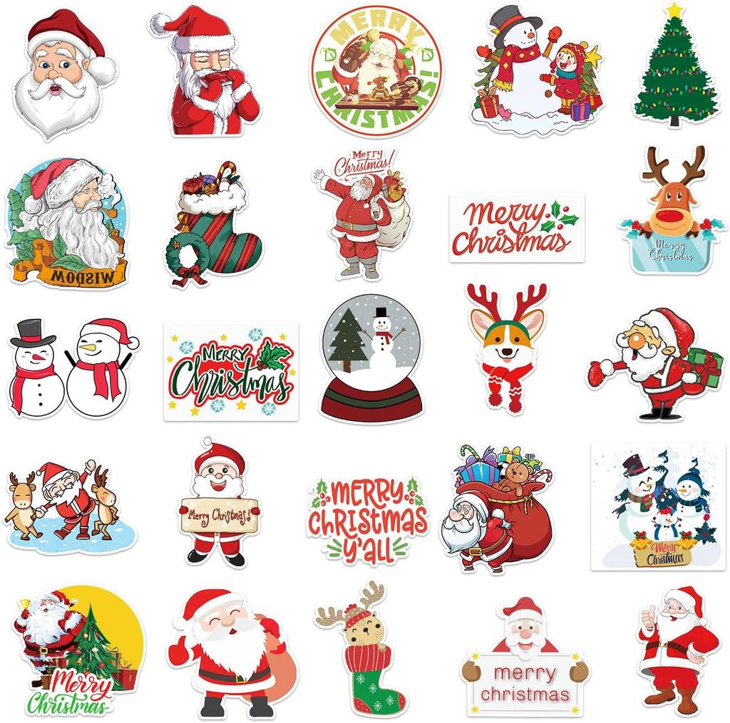Vinyl Christmas Stickers Non Repeating Designs Santa Snowman Reindeer Holiday Stickers for Party Crafts Decor