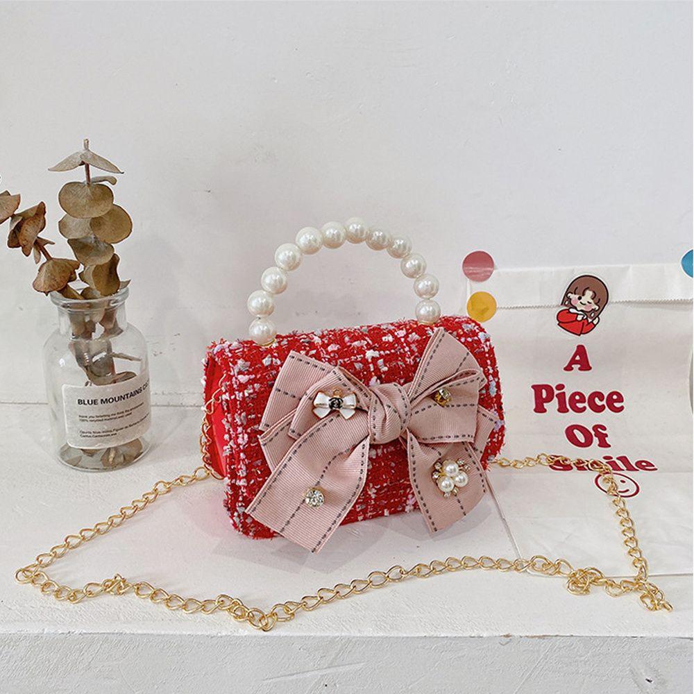 Girl Handbag Backpack Children Pearl Bow Bag Cute Messenger Shoulder Bag Baby Coin Purse Candy Wallet Bag Chain Flap Bags