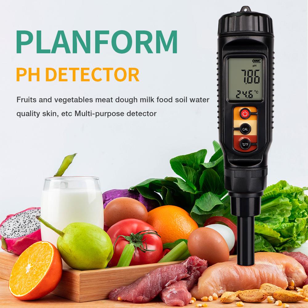 Flat Probe Digital Food PH Meter Soil PH Tester Acidity Tester for Fruits Vegetables Cheese Meat Bread Water PH Analyzer Meter