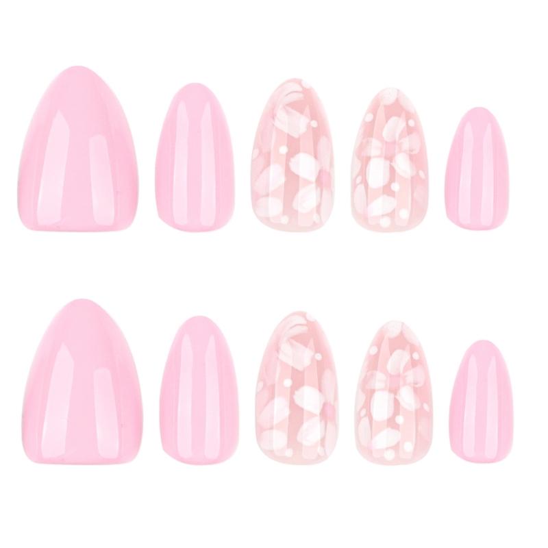 Almond Press On Nail Glossy Fake Nail Stick On Nail In 12 Sizes,24 Pcs French Nail Tips for DIY Nail Art Decorations