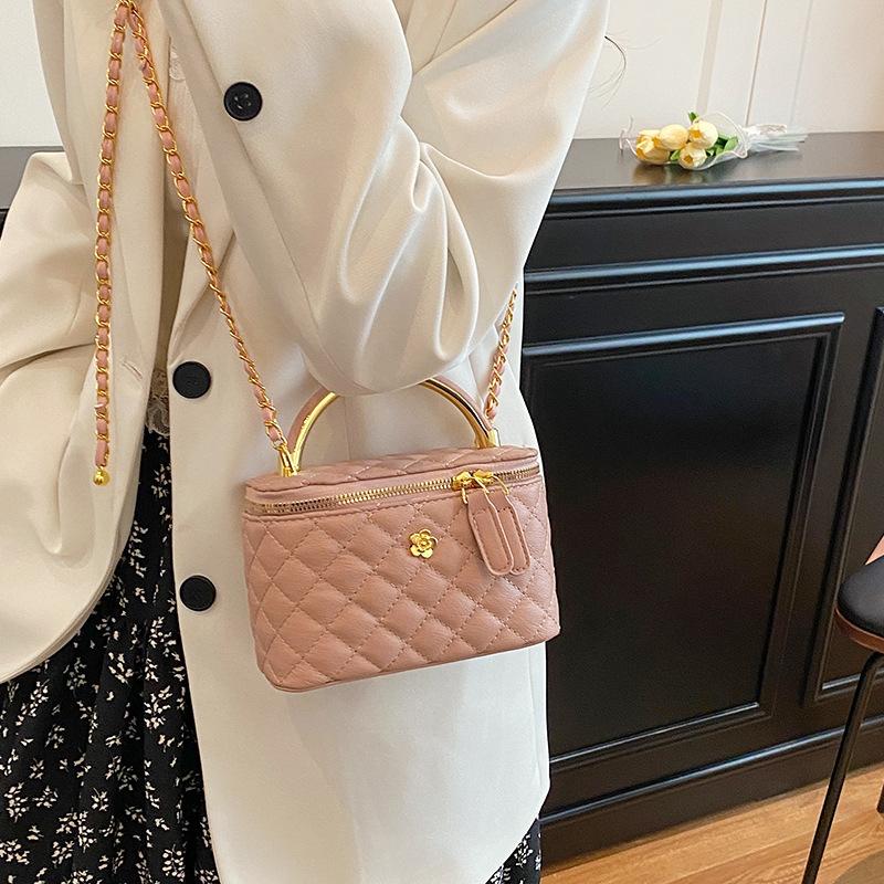 Сумка через плечо Женская Новая Ромбовидная Универсальная Сумка-коробка Модная Сумка на плечо розовый